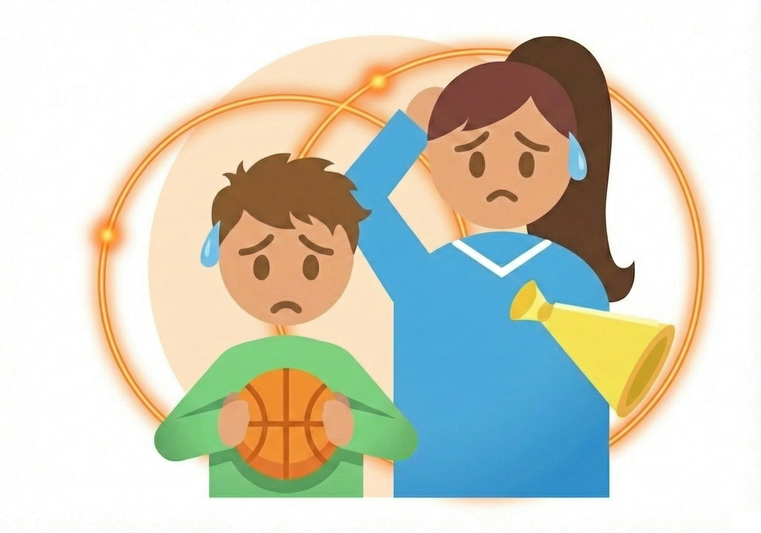 困っている選手と保護者